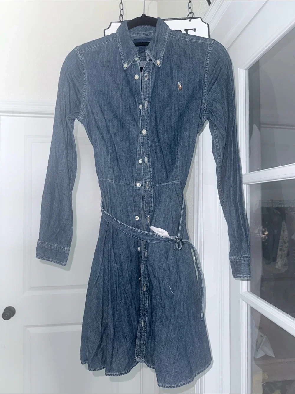 Ralph Lauren Girls Denim Belted Shirt Dress in Indigo